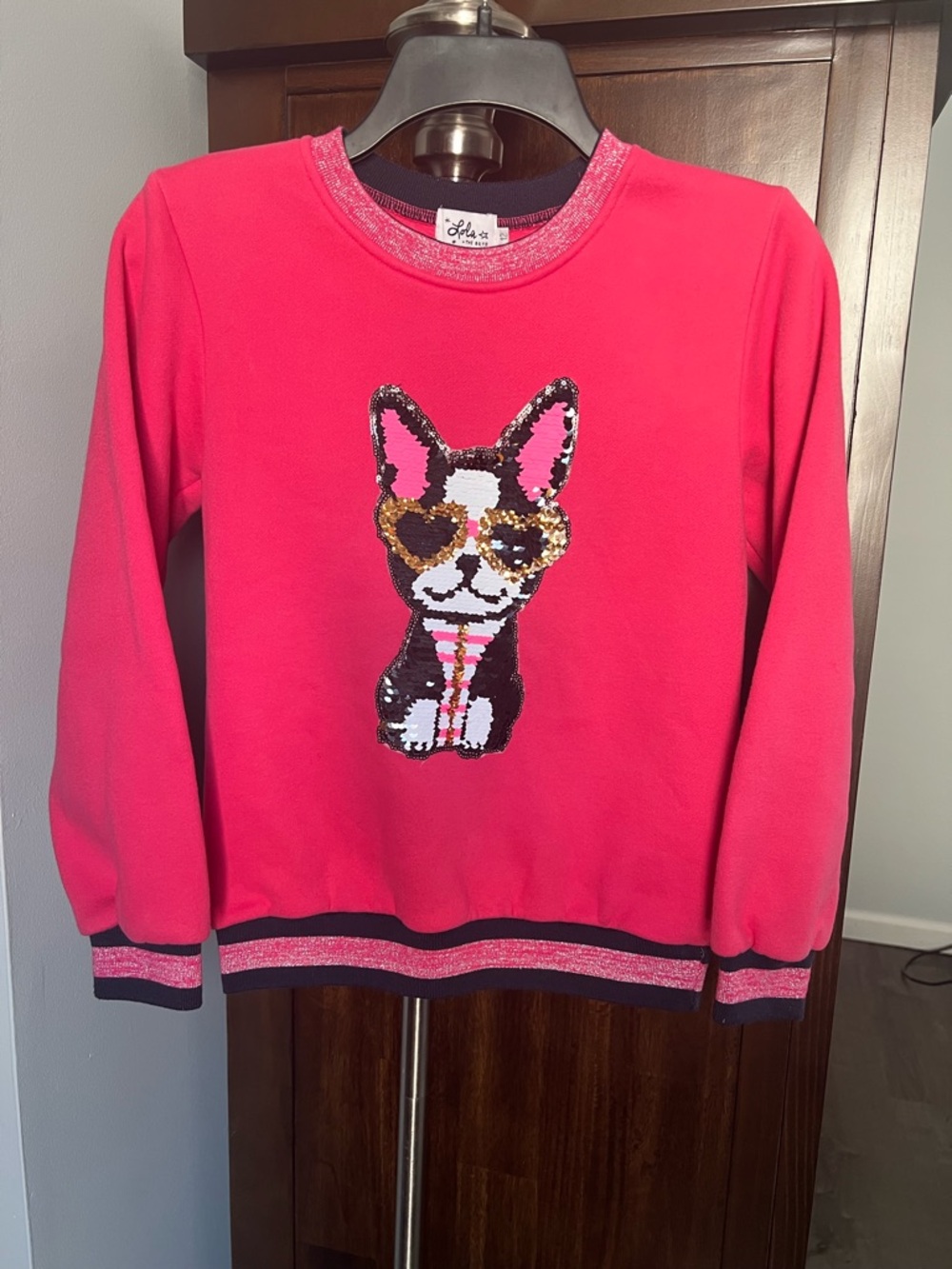 Lola + The Boys Pink Sequin Pullover Sweater girls size 12
